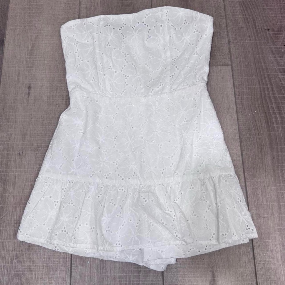Altar'd State White Strapless Eyelet Romper
